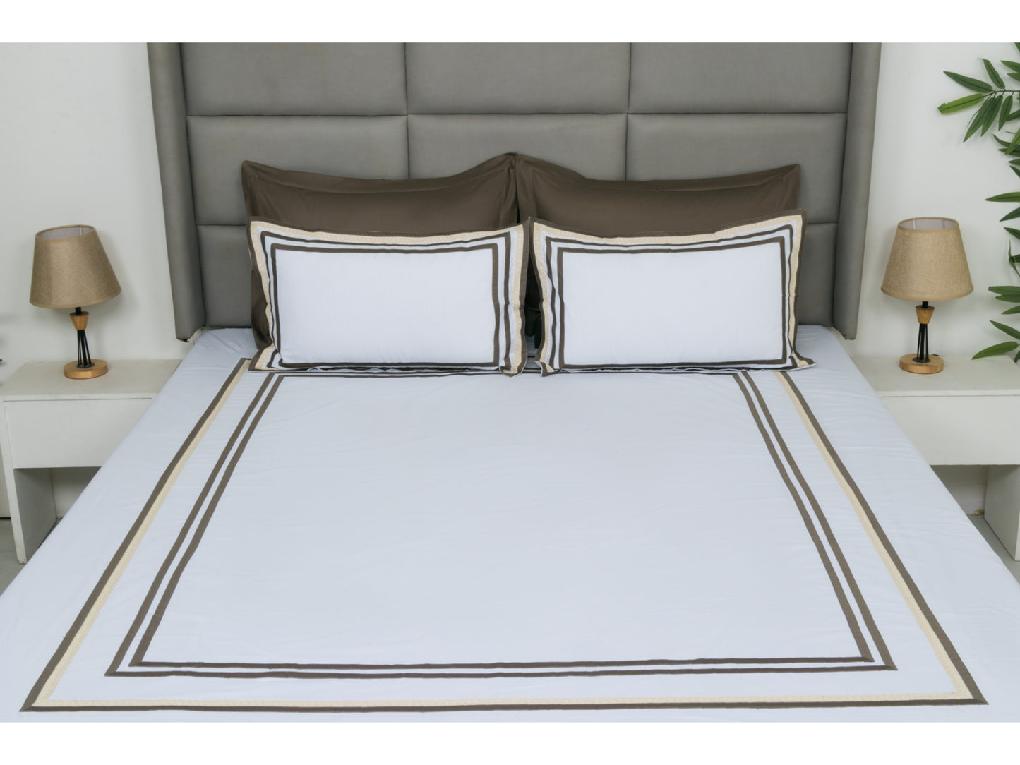 PATCH WORK BEDSHEET 100% COTTON (3 PCS, WHITE)