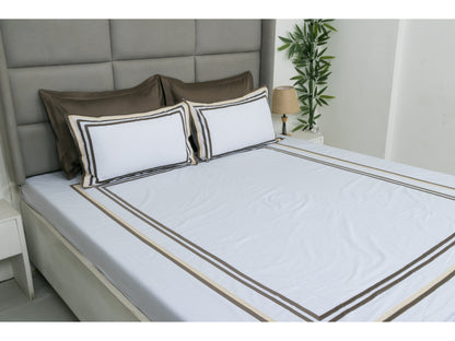 PATCH WORK BEDSHEET 100% COTTON (3 PCS, WHITE)