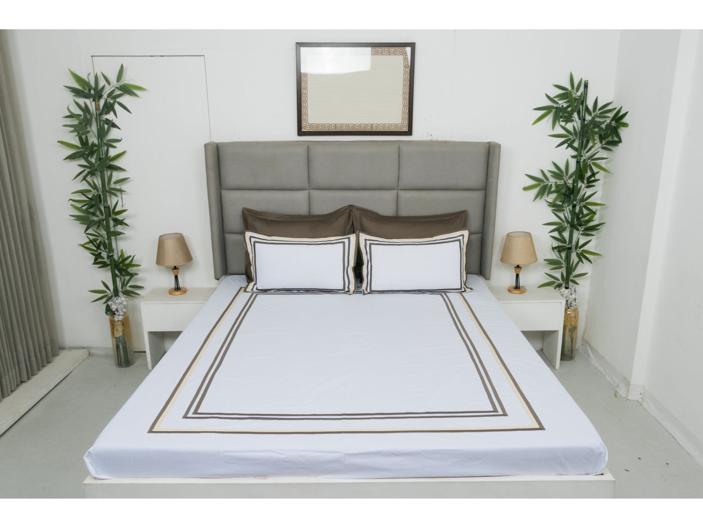 PATCH WORK BEDSHEET 100% COTTON (3 PCS, WHITE)