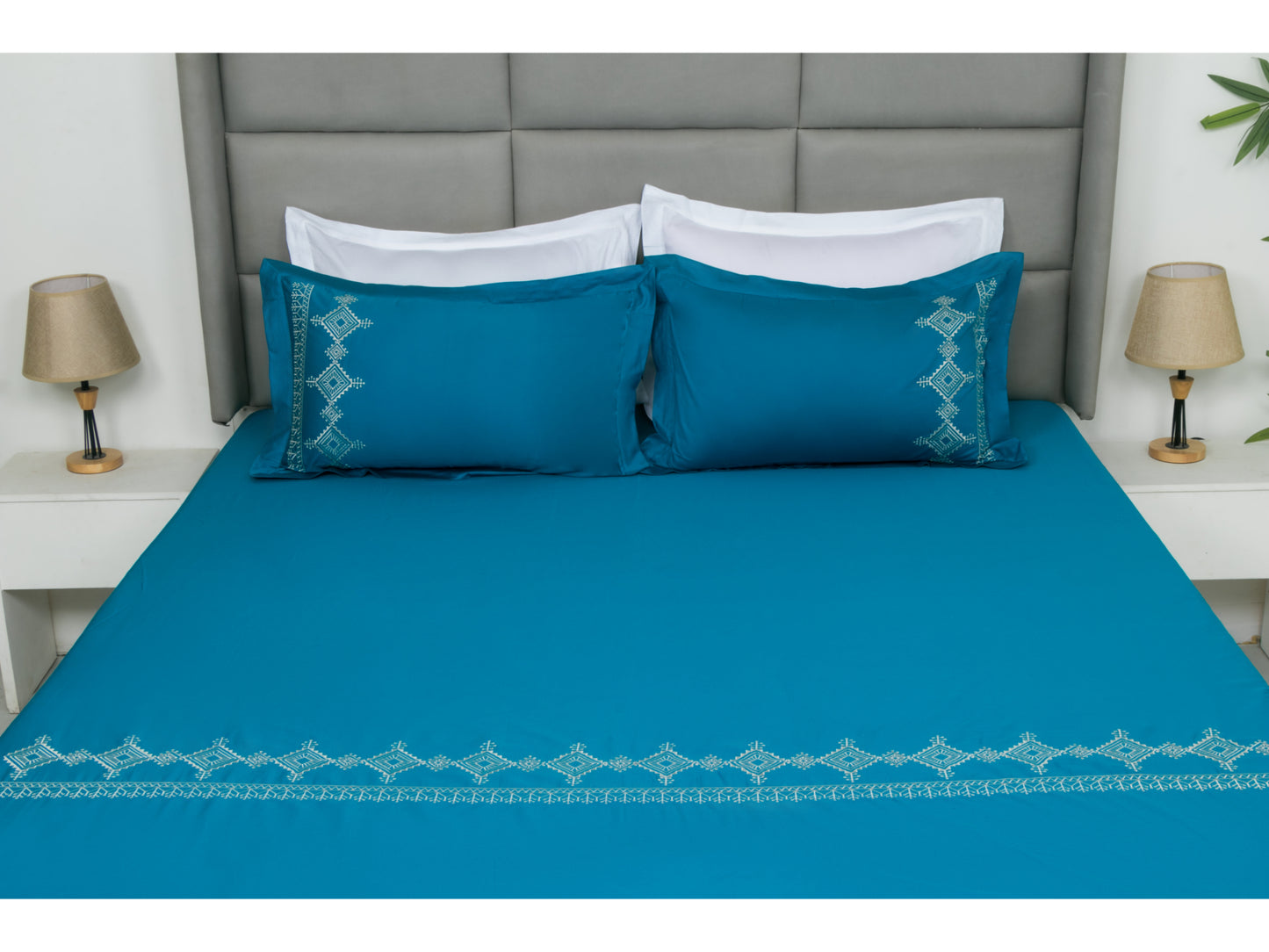 EMBROIDERY BEDSHEET 100% COTTON (3PCS) - Bedding Bliss