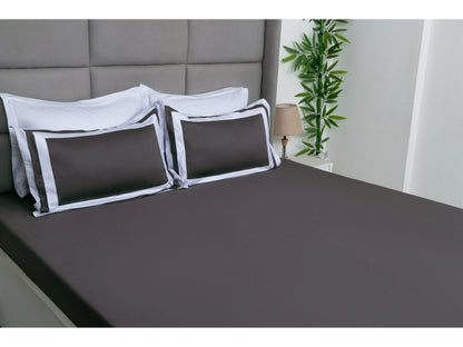 PATCH WORK BEDSHEET 100% COTTON (3 PCS, CHARCOAL GREY)