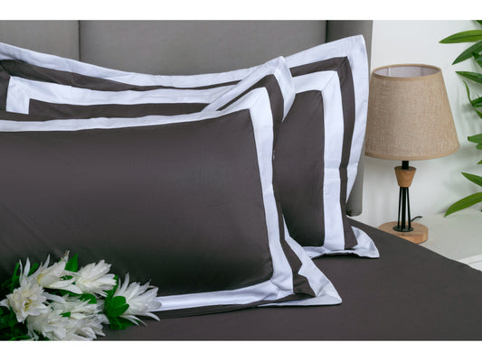 PATCH WORK BEDSHEET 100% COTTON (3 PCS, CHARCOAL GREY)