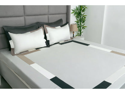 PATCH WORK BEDSHEET 100% COTTON (3 PCS, IVORY)