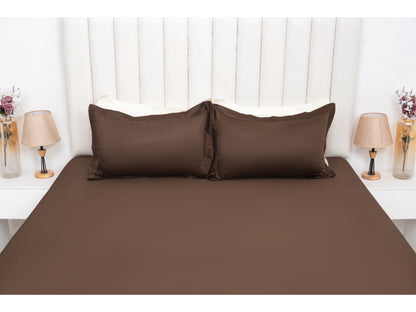 PLAIN BEDSHEET 100% COTTON (BROWN, 3PCS)