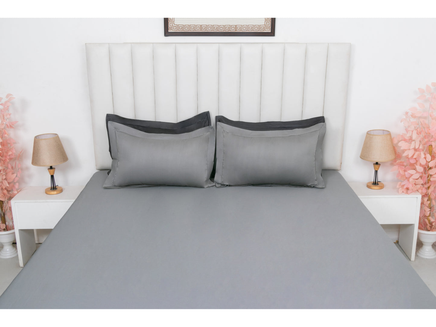 PLAIN BEDSHEET 100% COTTON (ASH GREY, 3PCS)