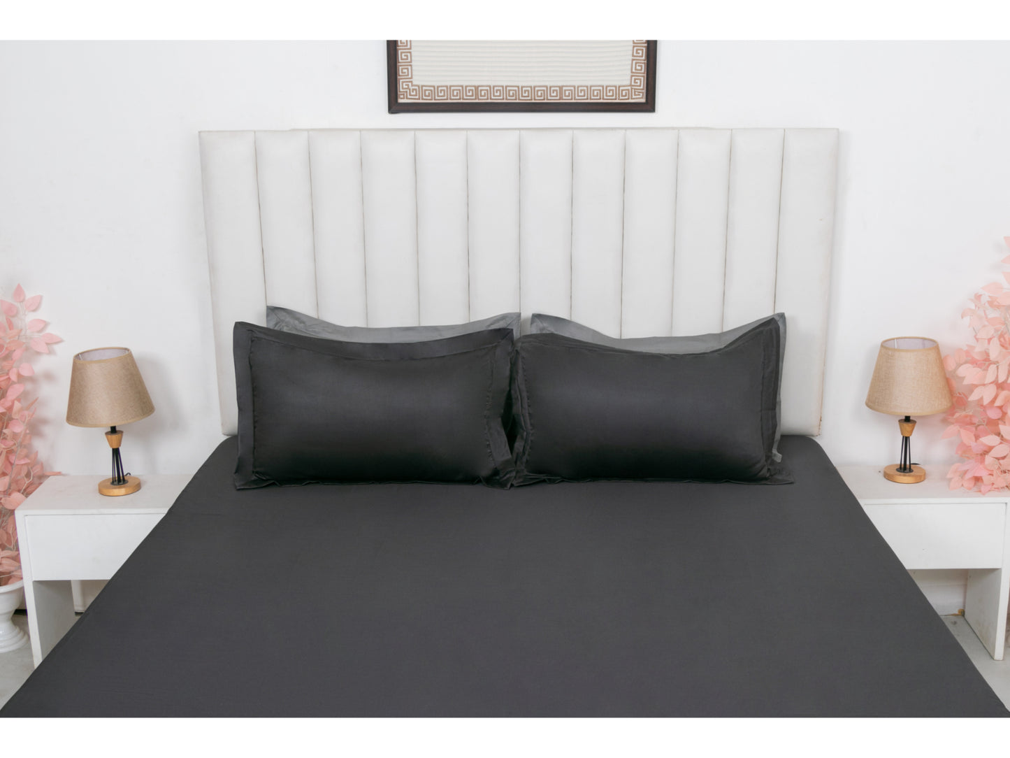 PLAIN BEDSHEET 100% COTTON (CHARCOAL GREY, 3PCS)