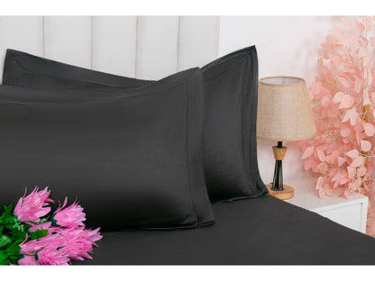 PLAIN BEDSHEET 100% COTTON (CHARCOAL GREY, 3PCS)