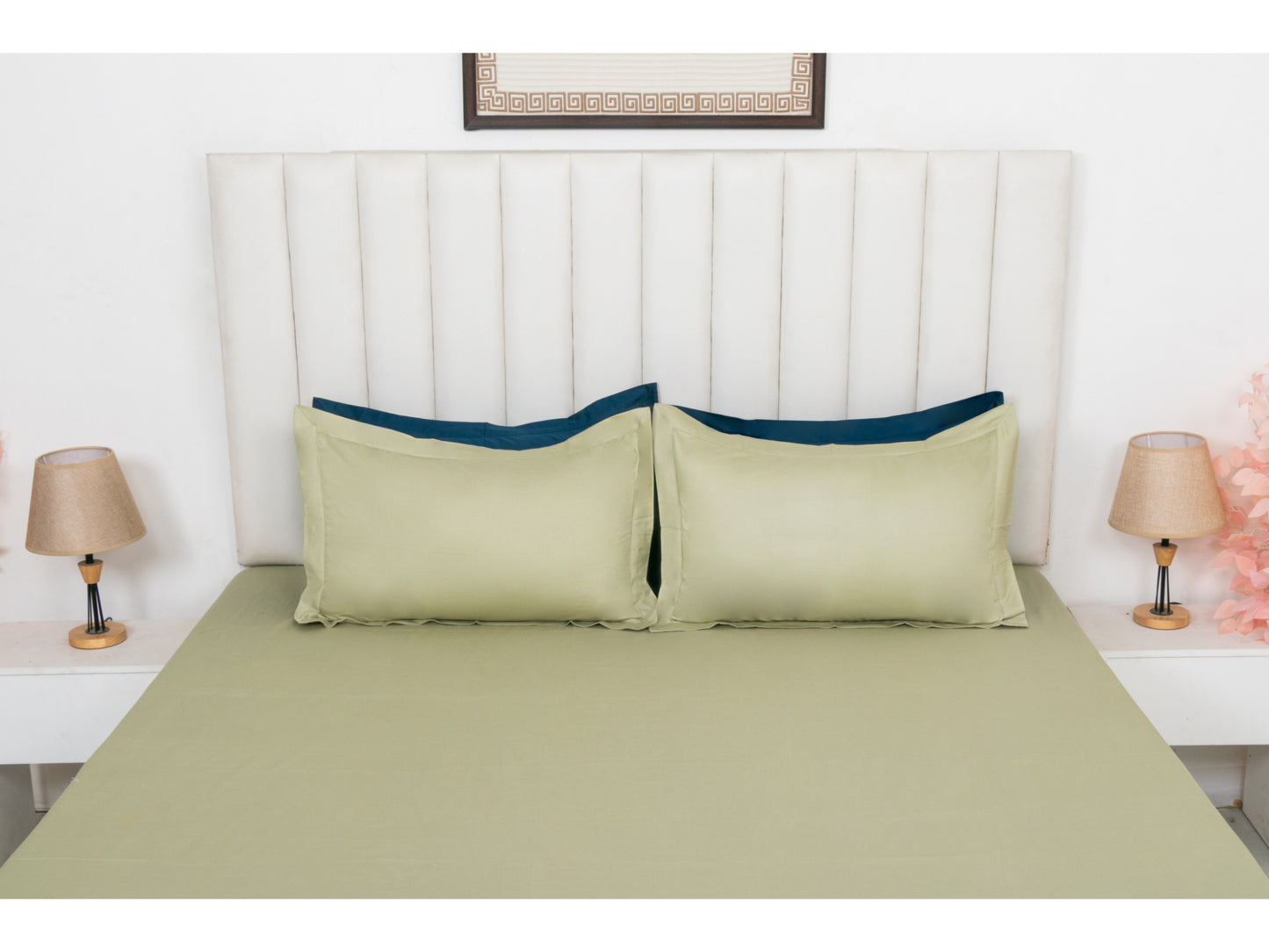 PLAIN BEDSHEET 100% COTTON (PISTA GREEN, 3PCS)