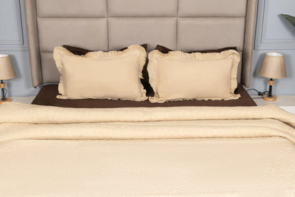SCALLOPED LEAF QUILTED BEDSPREAD (BEIGE, 3PCS)