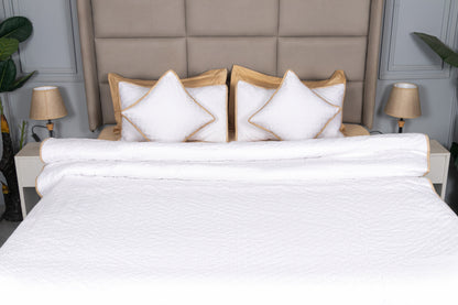 JECQUARD QUILTED BEDSPREAD(WHITE, 5 PCS)
