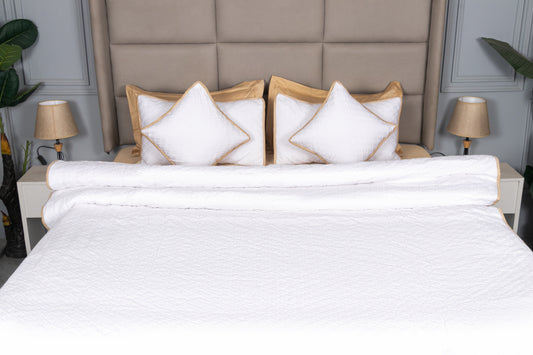 JECQUARD QUILTED BEDSPREAD(WHITE, 5 PCS)