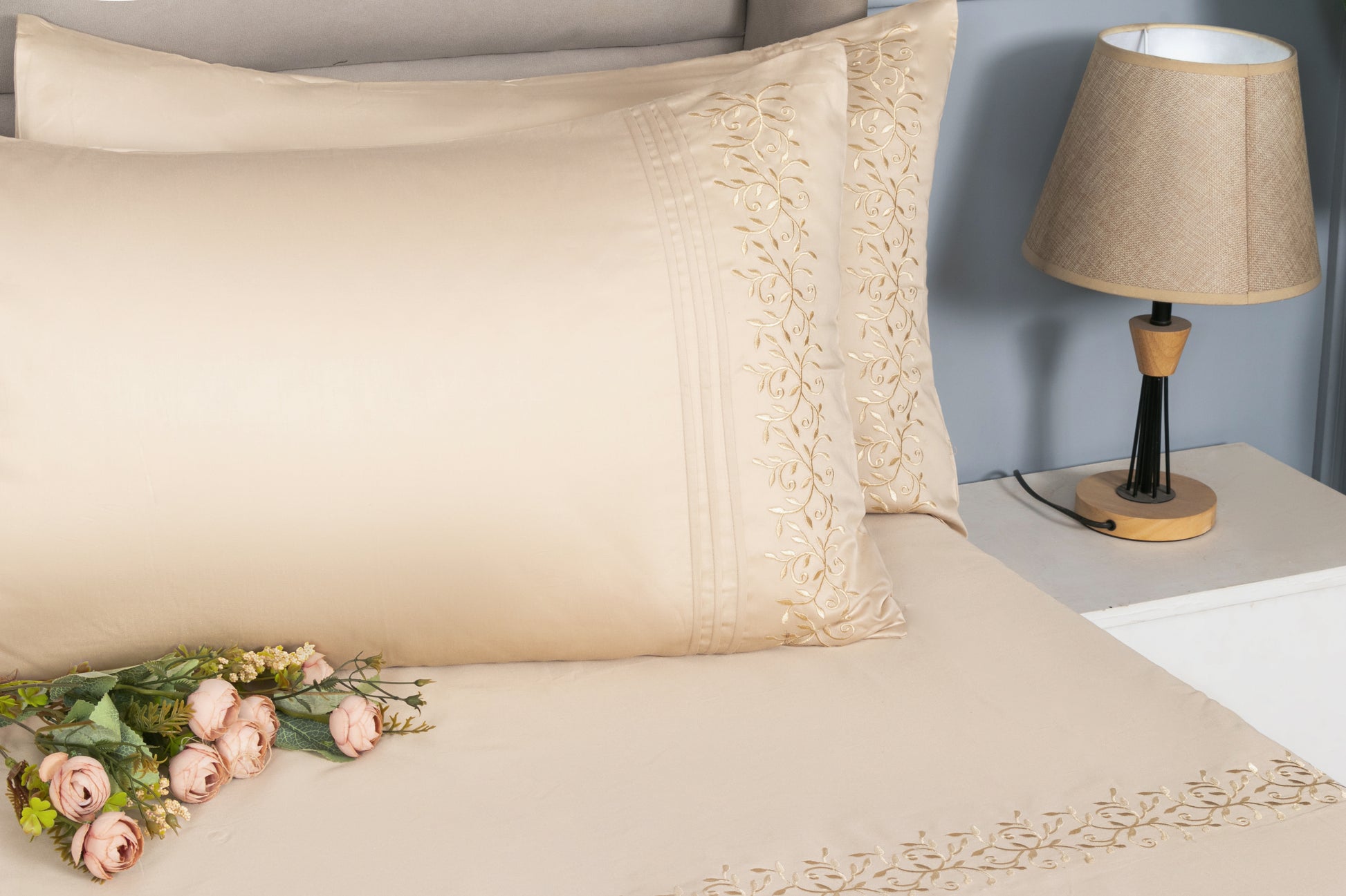 EMBROIDERY BEDSHEET 100% COTTON (3PCS) - Bedding Bliss