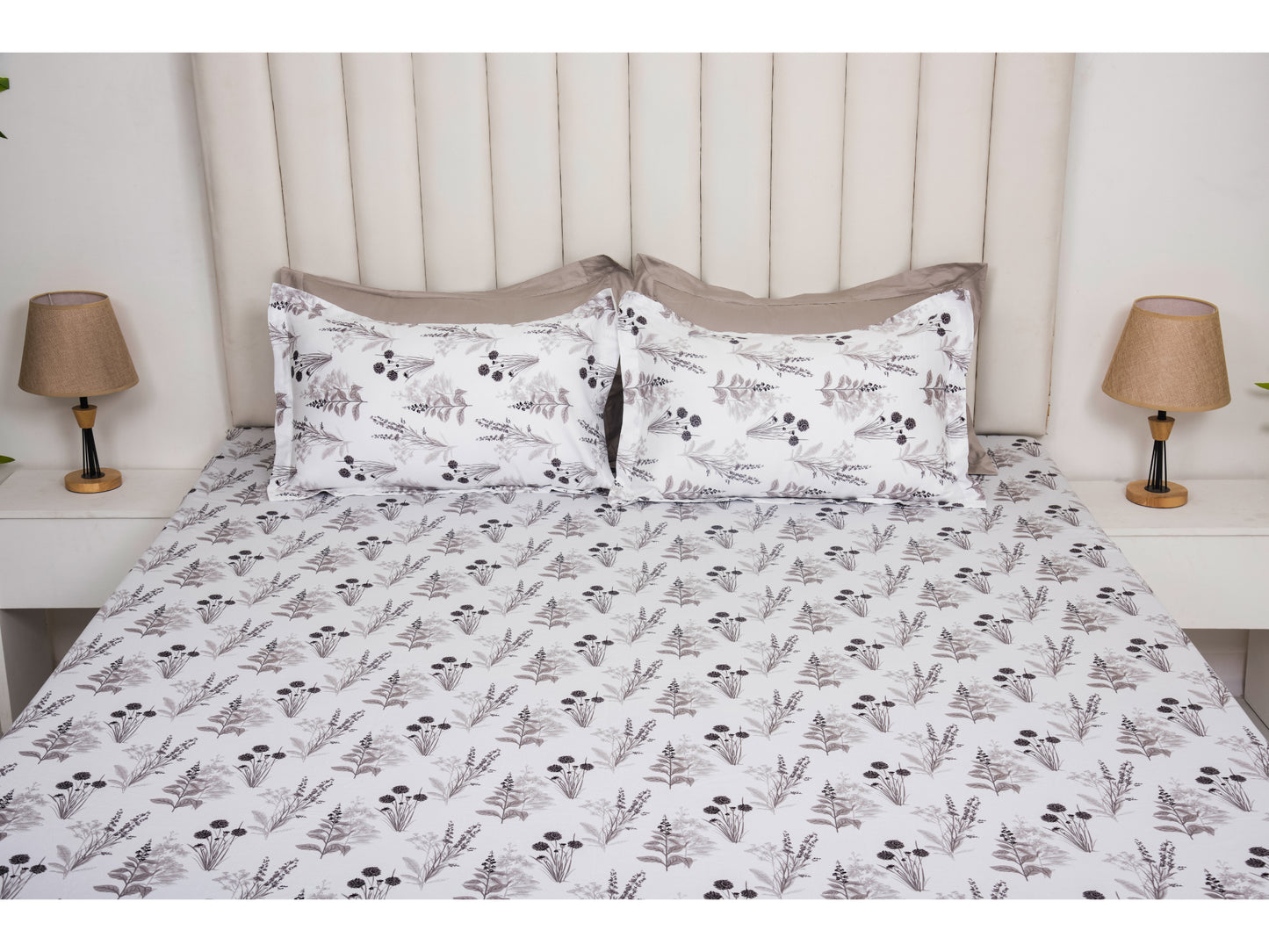 GUARANTEED  PRINTED BEDSHEET 100% COTTON (3PCS,WHITE)