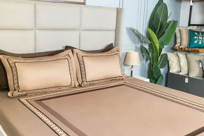 PATCH X EMBROIDERY WORK BEDSHEET 100% COTTON (3 PCS) - Bedding Bliss