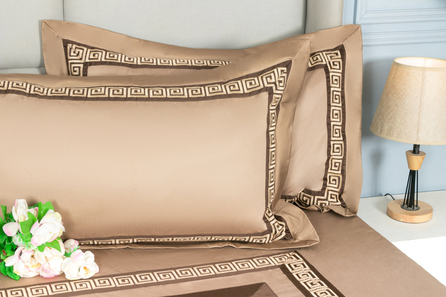 PATCH X EMBROIDERY WORK BEDSHEET 100% COTTON (3 PCS) - Bedding Bliss