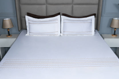EMBROIDERY BEDSHEET 100% COTTON  (MOCHA, 3PCS)
