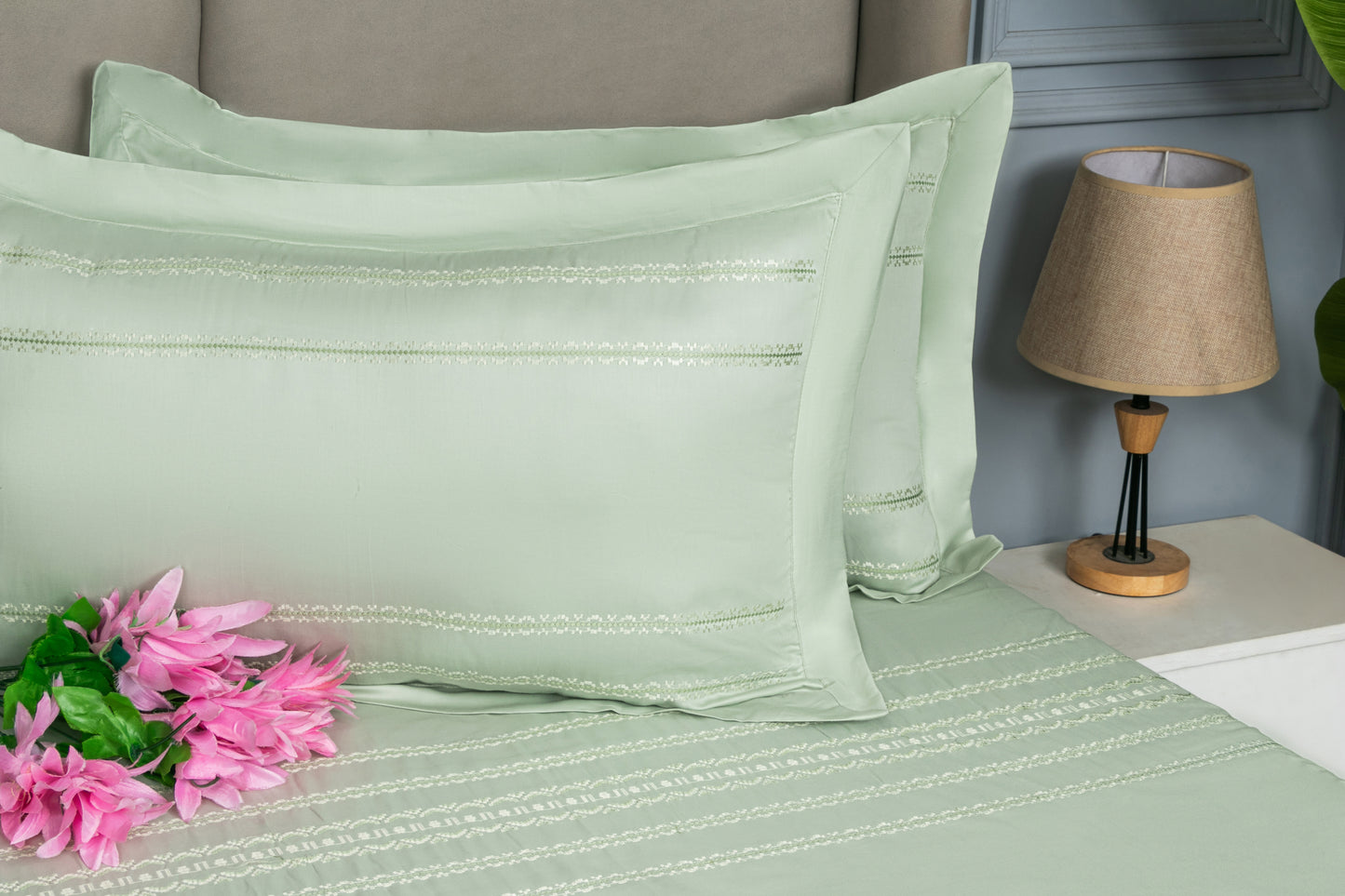 EMBROIDERY BEDSHEET 100% COTTON  (3PCS)