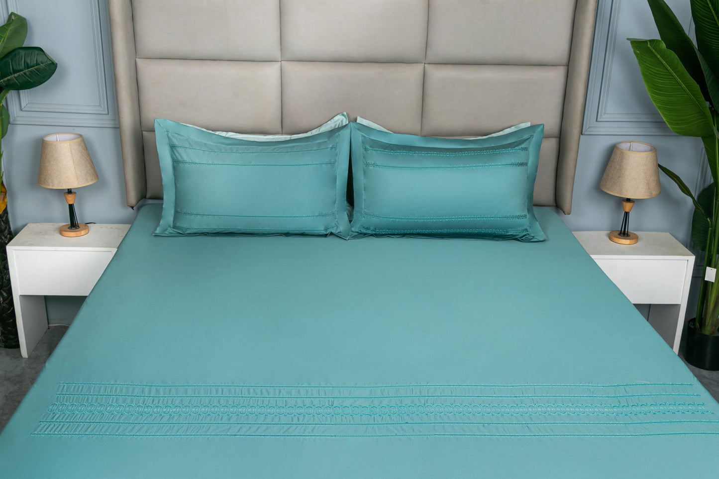 EMBROIDERY BEDSHEET 100% COTTON  (3PCS)