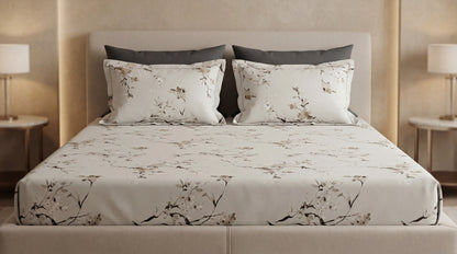 Linen Bloom Printed Bedsheet (3Pcs)