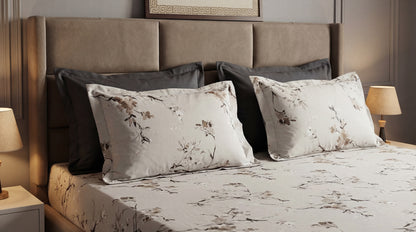 Linen Bloom Printed Bedsheet (3Pcs)