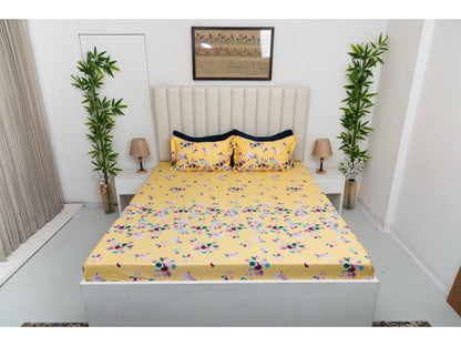 DIGITAL PRINTED BEDSHEET 100% COTTON ( 3PCS,YELLOW)