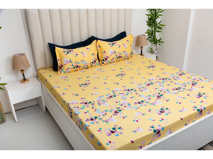 DIGITAL PRINTED BEDSHEET 100% COTTON ( 3PCS,YELLOW)