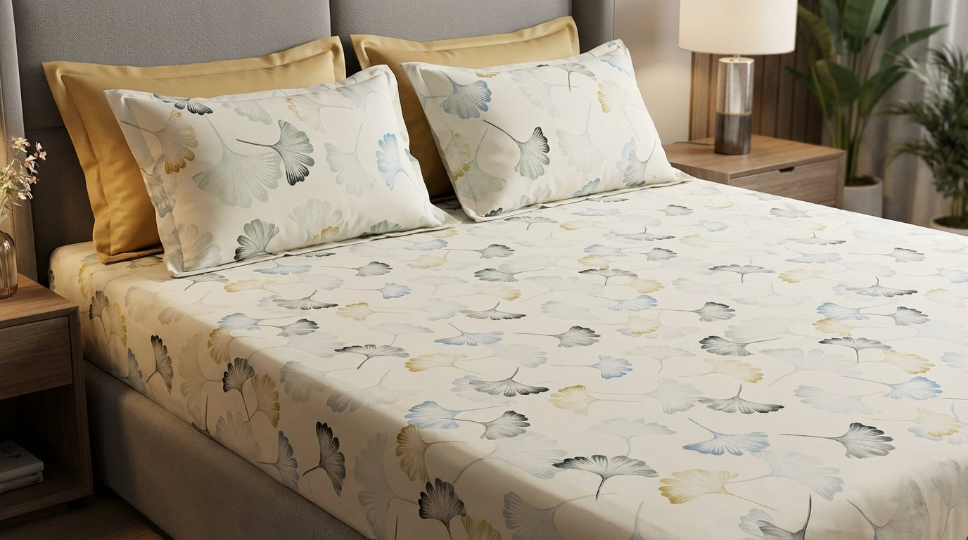 Serene Petals Printed Bedsheet (3Pcs)