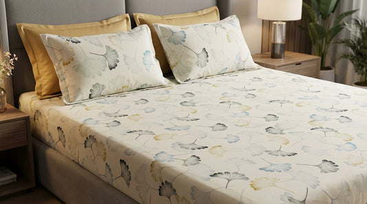 Serene Petals Printed Bedsheet (3Pcs)