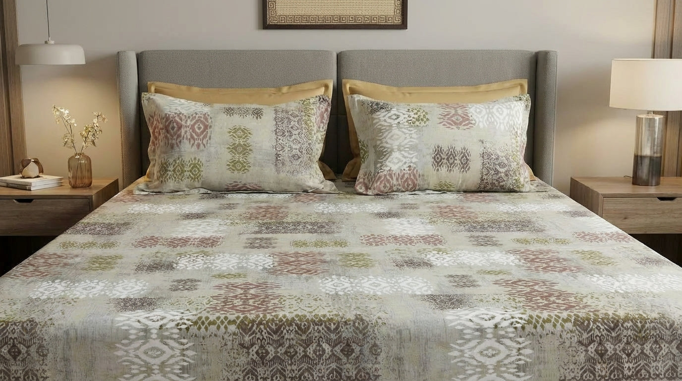 Rustic Weave Printed Bedsheet (3Pcs)
