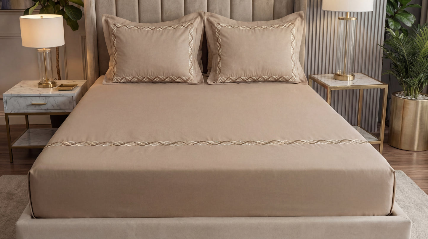 EMBROIDERY BEDSHEET 100% COTTON  (3PCS)