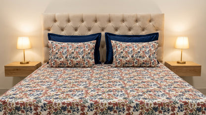 Vintage Meadow Printed Bedsheet (3Pcs)
