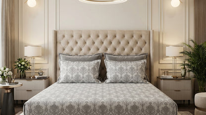 Heritage Grey Printed Bedsheet (3Pcs)