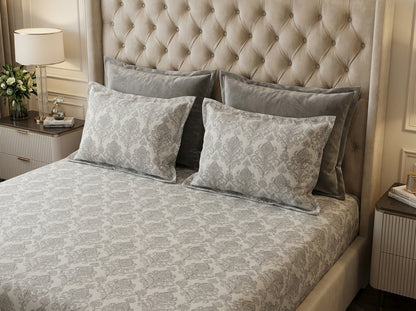 Heritage Grey Printed Bedsheet (3Pcs)