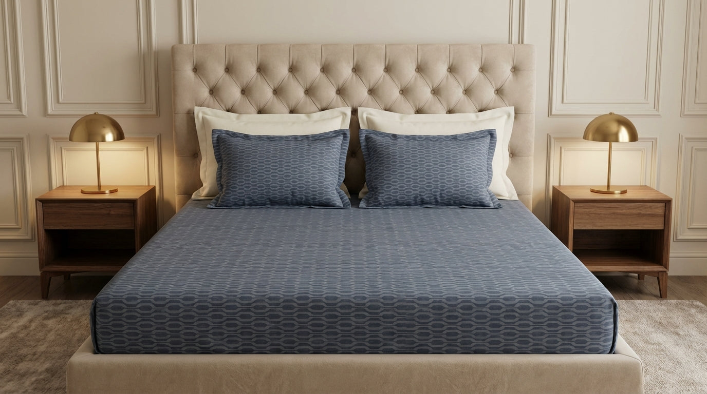 Midnight Weave Printed Bedsheet (3Pcs)