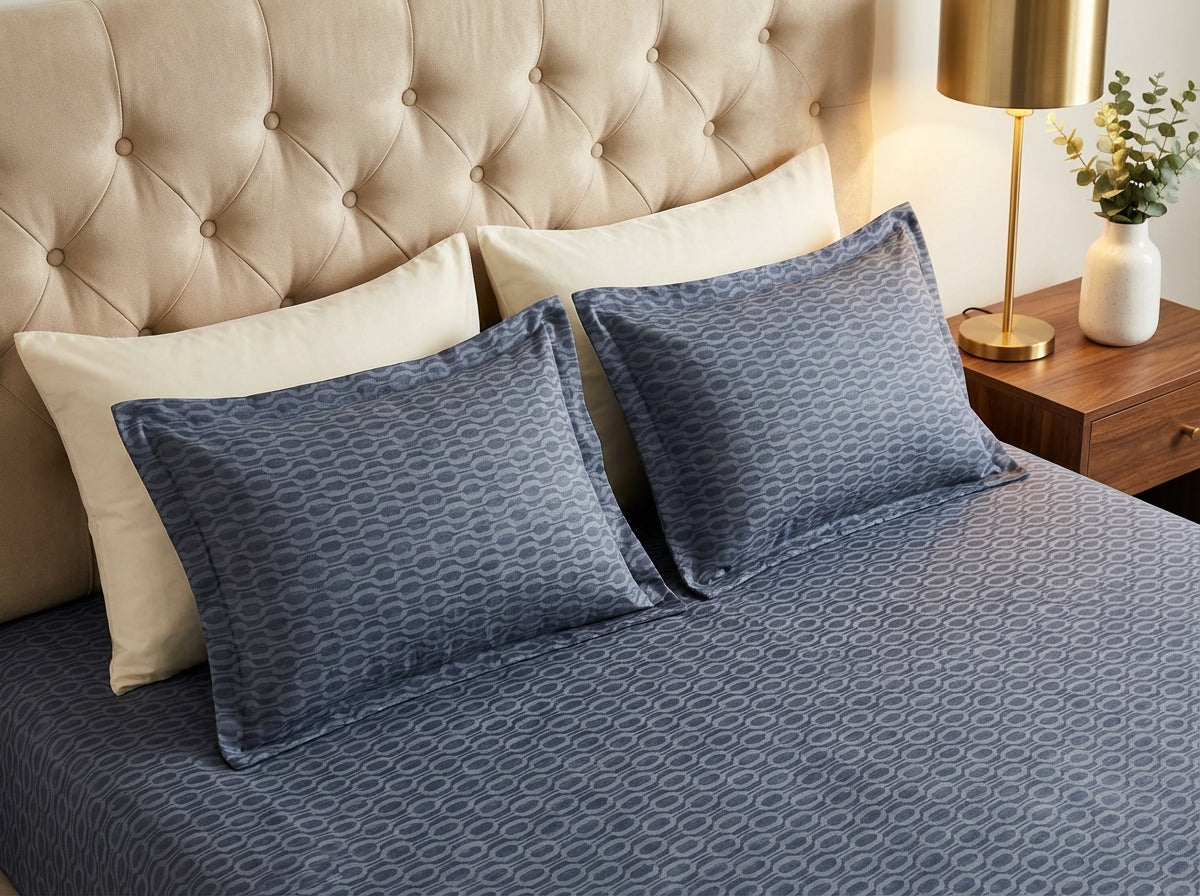 Midnight Weave Printed Bedsheet (3Pcs)