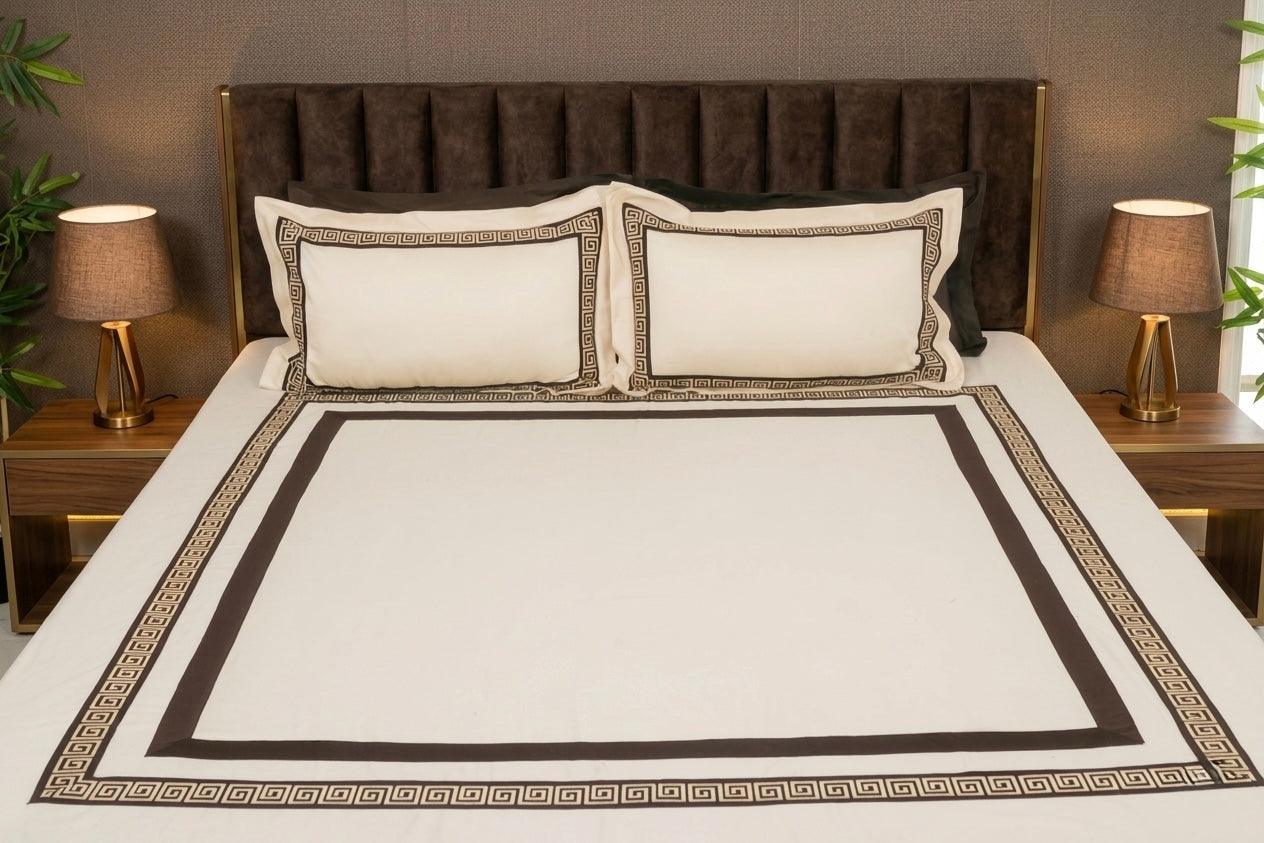 PATCH X EMBROIDERY WORK BEDSHEET 100% COTTON (3 PCS)