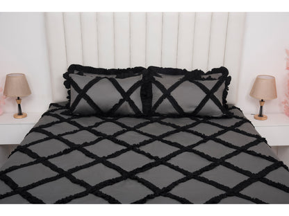 FRILLED BEDSHEET (3PCS, DARK GREY)