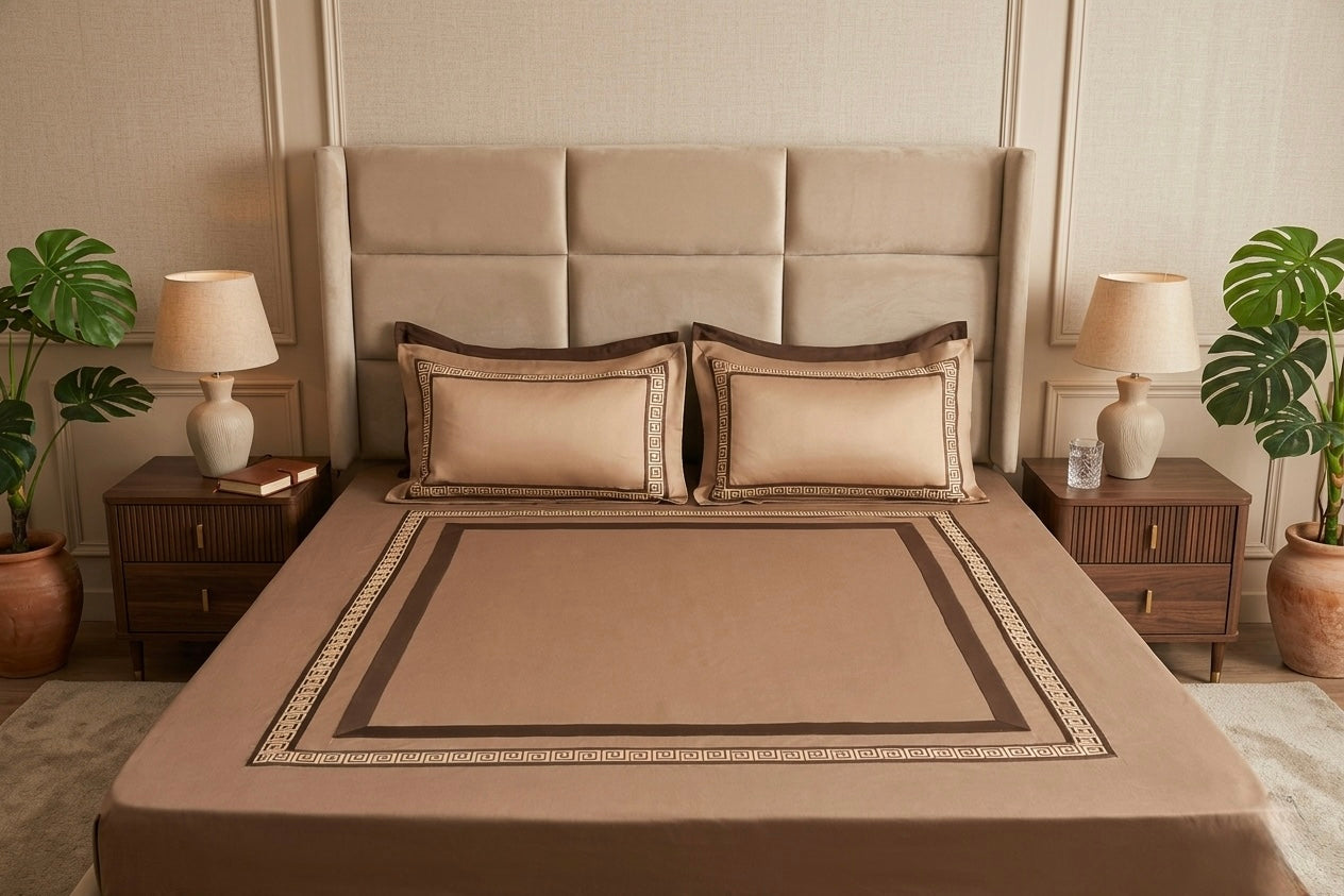 PATCH X EMBROIDERY WORK BEDSHEET 100% COTTON (3 PCS)