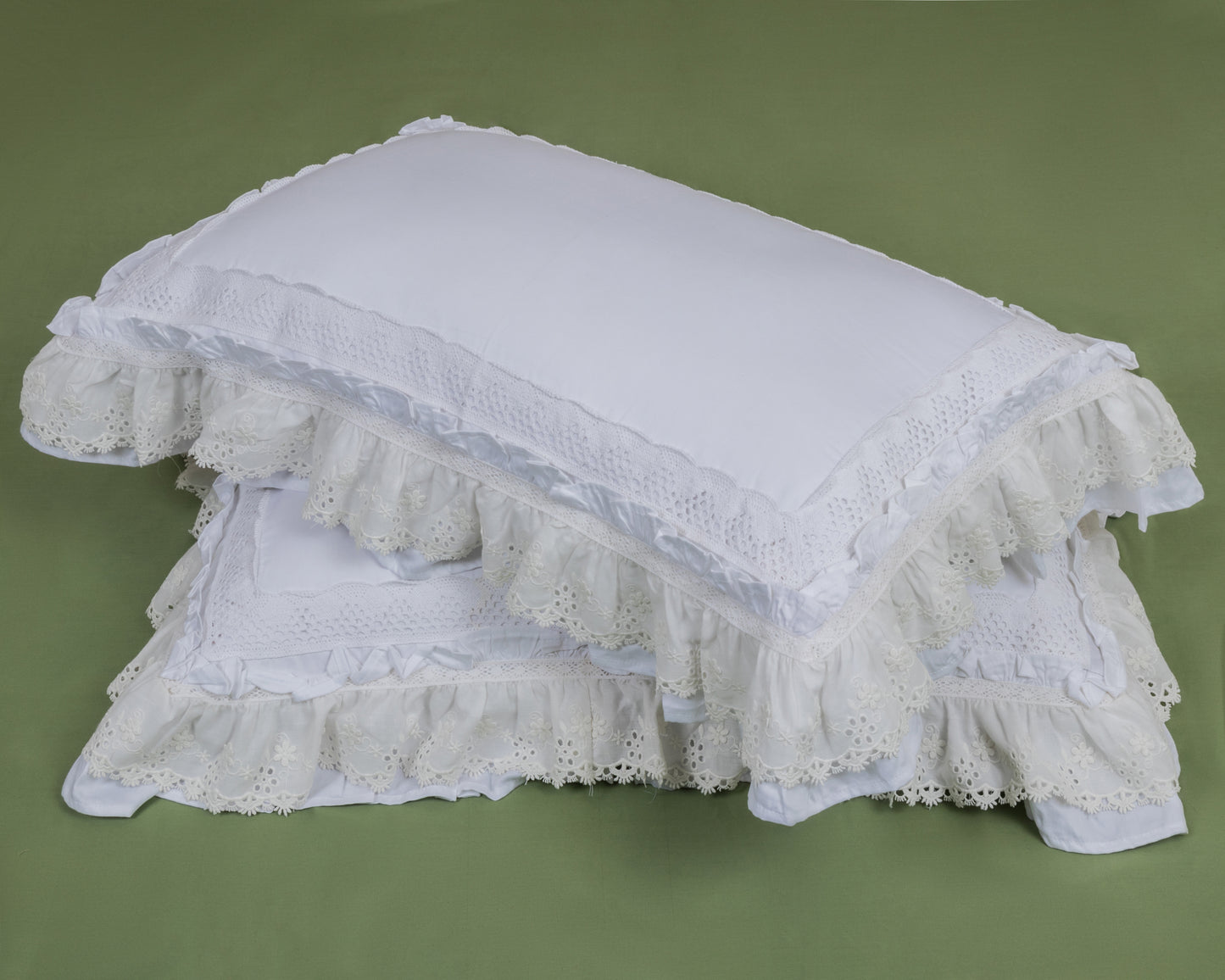 FRILL+LACE PILLOW COVER 100% COTTON (2PCS)